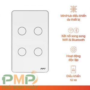 Công tắc cảm ứng Leto chữ nhật 4 nút màu trắng