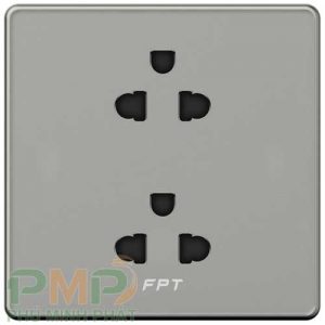 Ổ cắm mặt kính âm tường màu stone gray vuông FPT Ổ cắm mặt kính âm tường màu stone gray vuông FPT