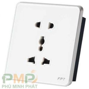 Ổ cắm mặt kính âm tường màu trắng vuông FPT Ổ cắm mặt kính âm tường màu trắng vuông FPT