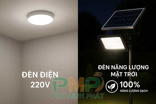 So sánh đèn năng lượng mặt trời và đèn điện truyền thống