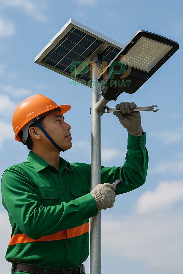 Thi công lắp đặt đèn đường năng lượng mặt trời