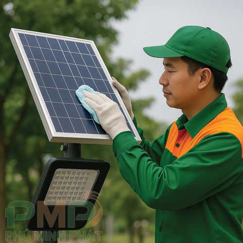 Vệ sinh tấm pin cho đèn năng lượng mặt trời Vệ sinh tấm pin cho đèn năng lượng mặt trời