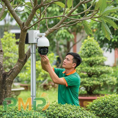 Kỹ thuật viên lắp đặt camera giám sát góc rộng Kỹ thuật viên lắp đặt camera giám sát góc rộng