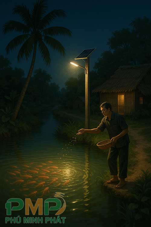 Lắp đặt đèn năng lượng mặt trời cho ao cá Lắp đặt đèn năng lượng mặt trời cho ao cá