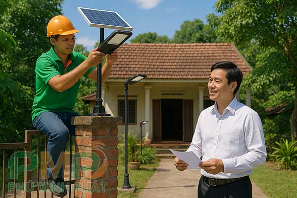 Lắp đặt đèn năng lượng mặt trời trước cổng nhà Lắp đặt đèn năng lượng mặt trời trước cổng nhà