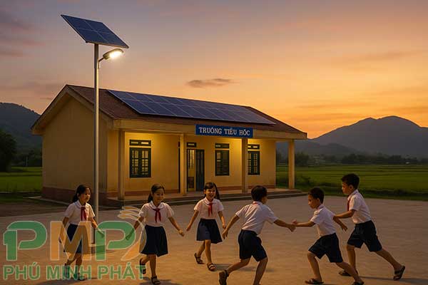Lắp đèn năng lượng mặt trời cho trường học ở nông thôn Lắp đèn năng lượng mặt trời cho trường học ở nông thôn