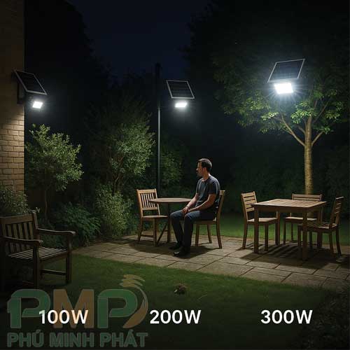 So sánh đèn năng lượng mặt trời 100W, 200W, 300W