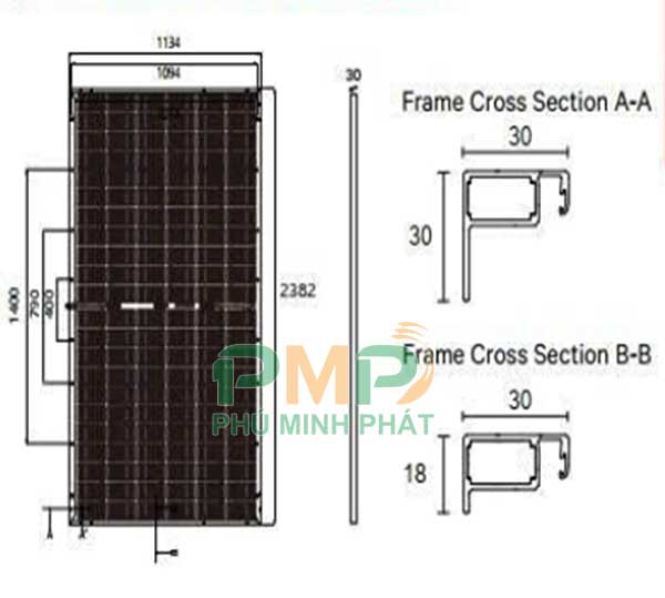 Thông số cơ học tấm pin năng lượng Leapton-Solar 610W, 615W, 620W, 625W, 630W Thông số cơ học tấm pin năng lượng Leapton-Solar 610W, 615W, 620W, 625W, 630W