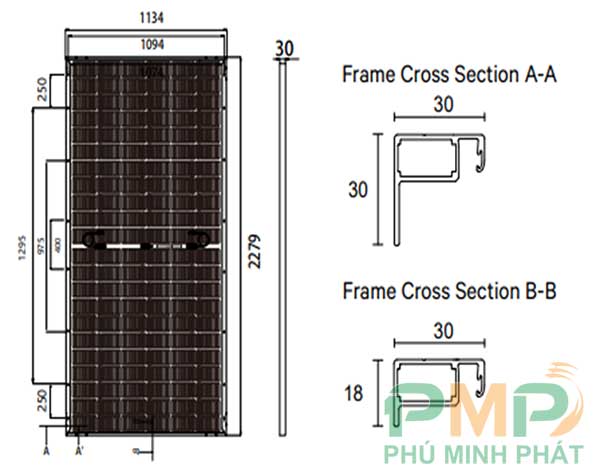 Thông số cơ học tấm pin năng lượng mặt trời dân dụng Leapton Solar Thông số cơ học tấm pin năng lượng mặt trời dân dụng Leapton Solar