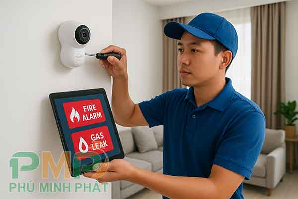 Camera tích hợp báo cháy và cảm biến khí độc Camera tích hợp báo cháy và cảm biến khí độc