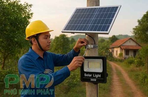 Lắp đặt đèn năng lượng mặt trời xã Cát Tiên Lâm Đồng