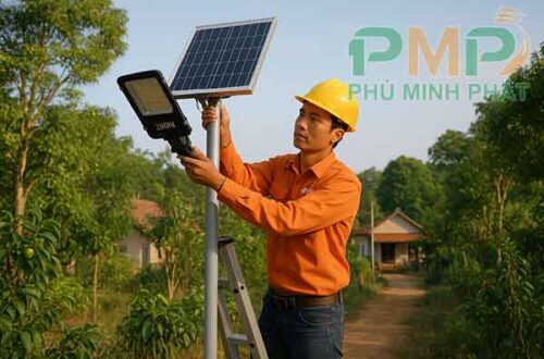 Lắp đặt đèn năng lượng mặt trời xã Đạ Huoai 2 Lâm Đồng