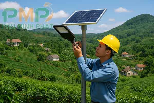 Lắp đặt đèn năng lượng mặt trời xã Bảo Lâm 4 Lâm Đồng