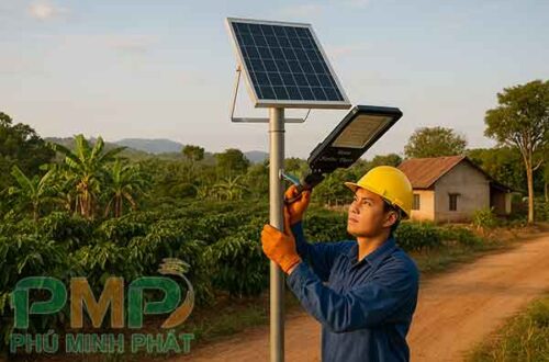 Lắp đặt đèn năng lượng mặt trời xã Đam Rông 1 Lâm Đồng