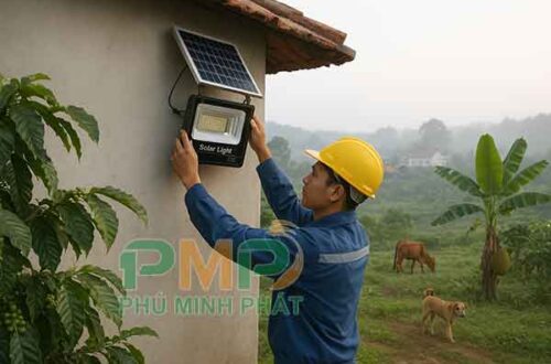 Lắp đặt đèn năng lượng mặt trời xã Tạ Hine Đức Trọng Lâm Đồng