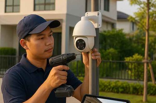 Lắp đèn năng lượng mặt trời kết hợp camera an ninh