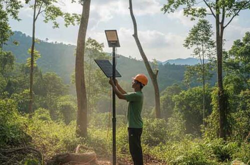 Lắp đặt đèn năng lượng mặt trời cho khu vực rừng núi