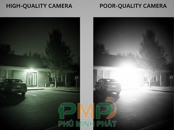 So sánh tầm nhìn ban đêm camera chất lượng cao và thấp So sánh tầm nhìn ban đêm camera chất lượng cao và thấp