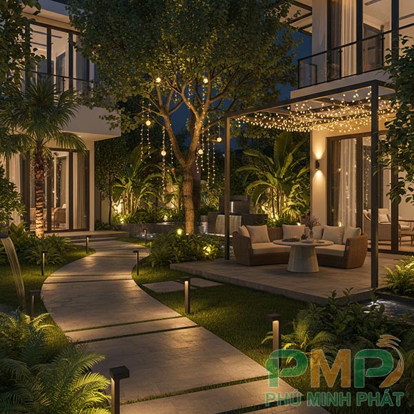 Xu hướng thiết kế sân vườn lắp đèn năng lượng mặt trời